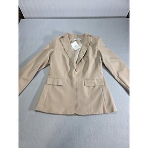 Cicy Bell Womens Casual Blazers Open Front Khaki Sz S